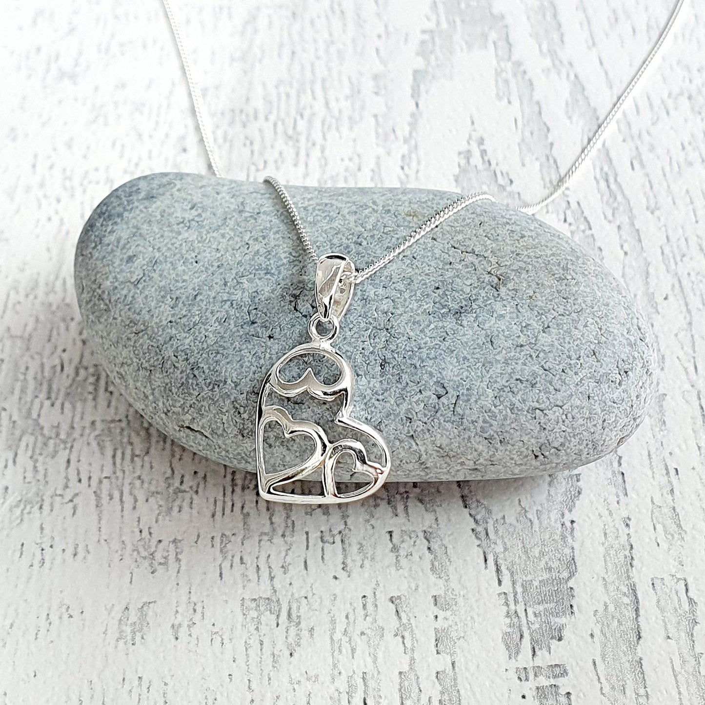 Fancy Heart Necklace 925 Sterling Silver 