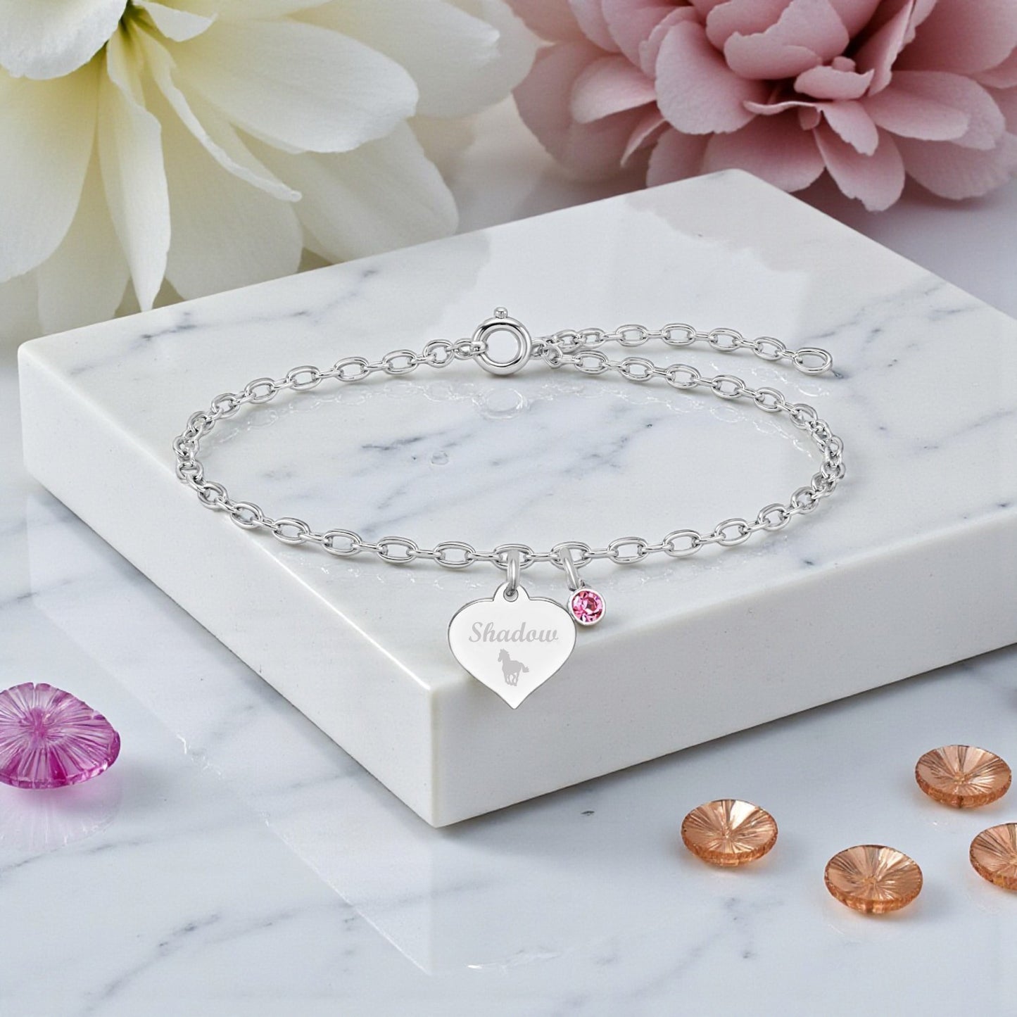 Personalised Horse Bracelet | Sterling Silver 925 | Engraved Name Equestrian Jewellery Gift