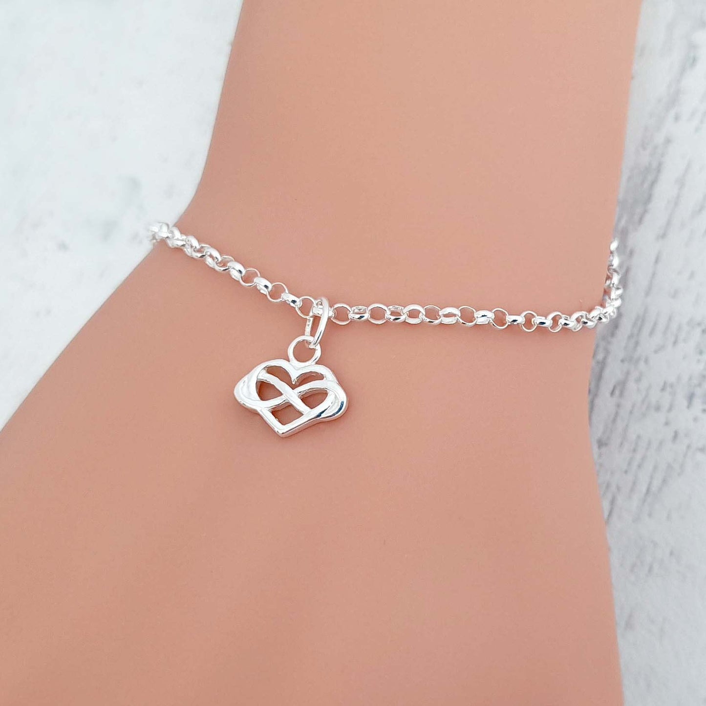 18th Birthday Infinity Heart Bracelet in Sterling Silver 925, Personalised Jewellery Gift
