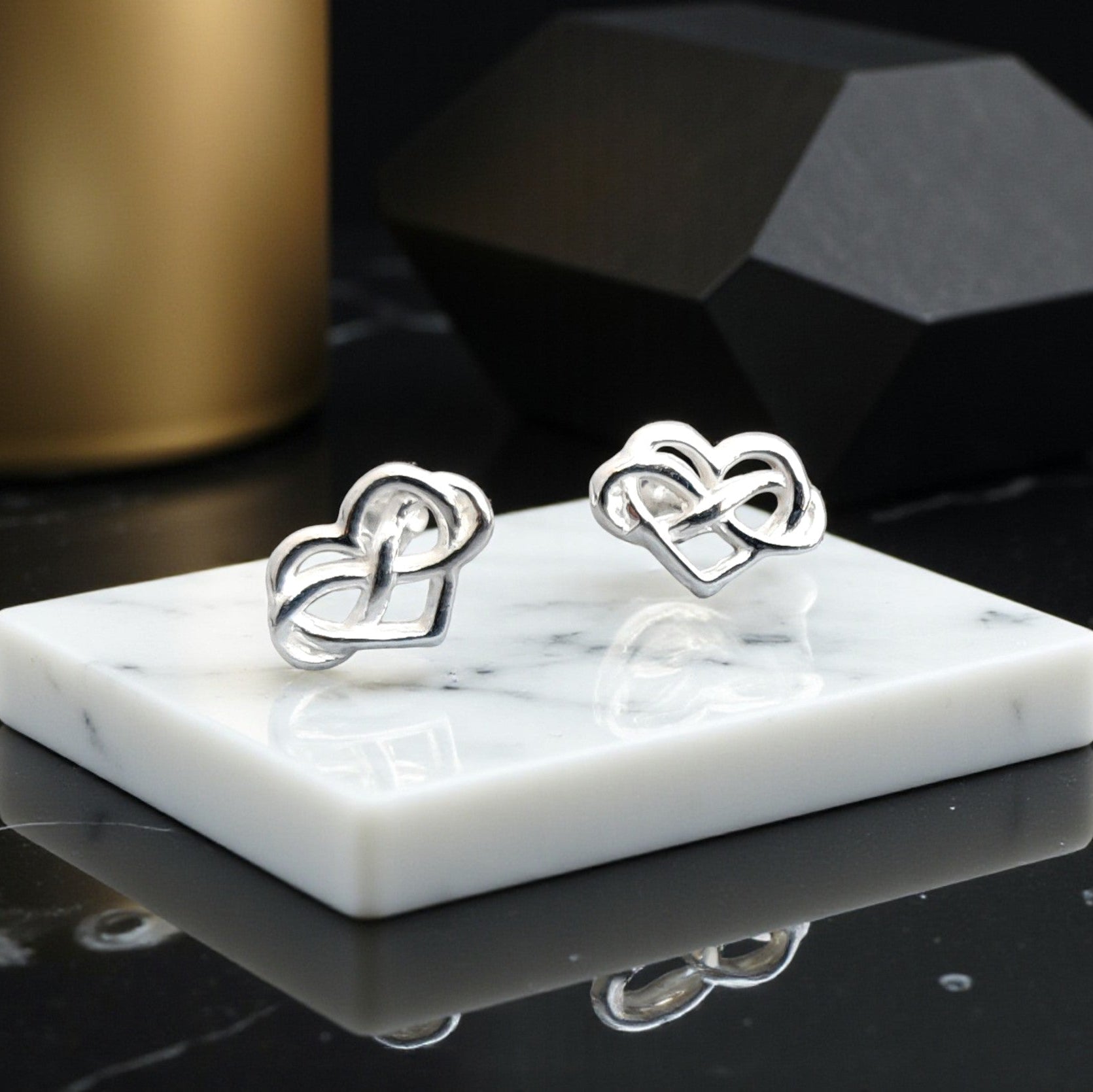 Infinity Heart Stud Earrings | Sterling Silver 925 | Personalised Gift