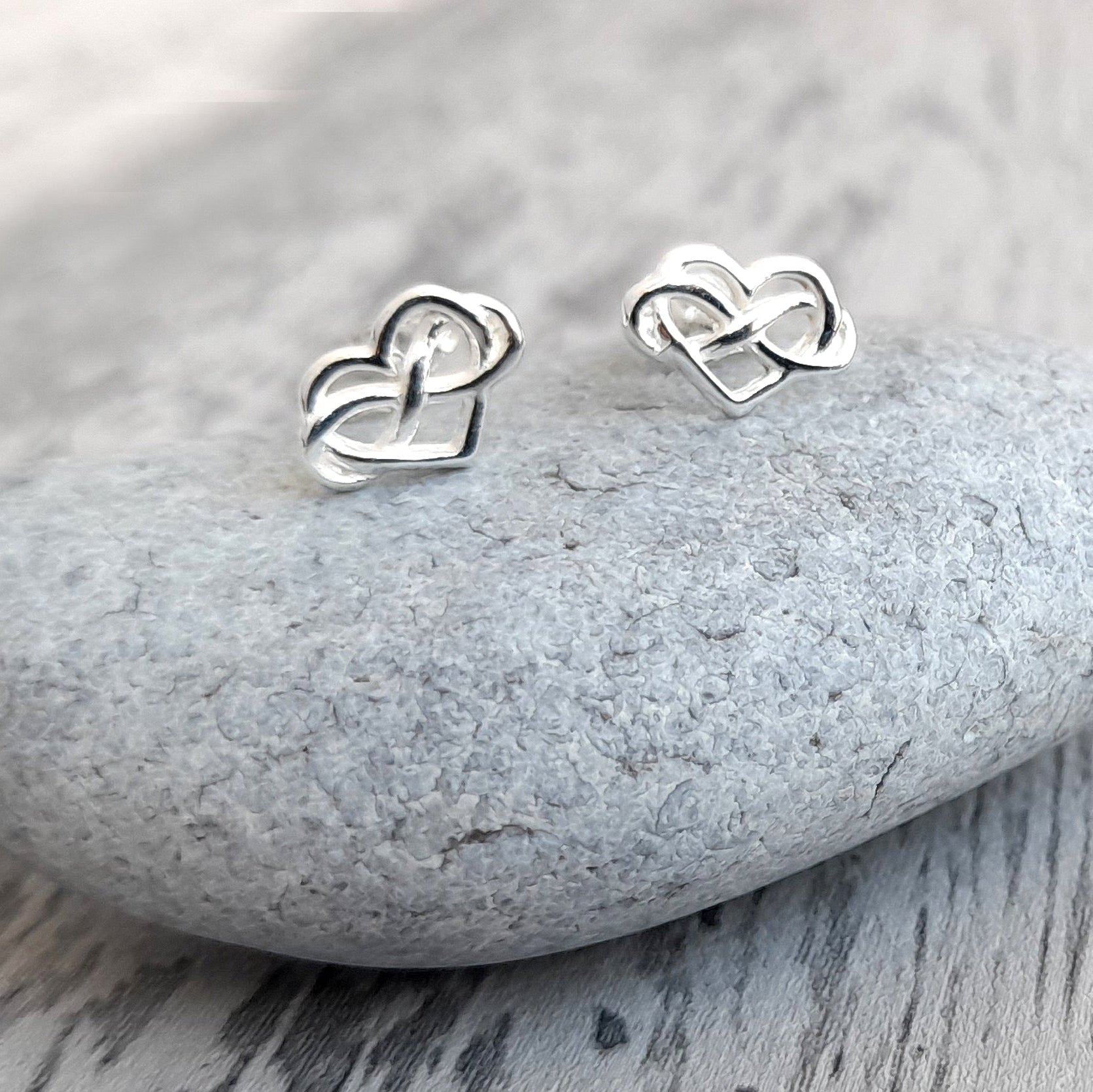 Infinity Heart Stud Earrings 925 Sterling Silver | Personalised Jewellery Gift