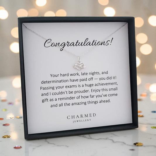Passing Exams Gift, Infinity Heart Necklace in Sterling Silver 925, Personalised Jewellery Gift