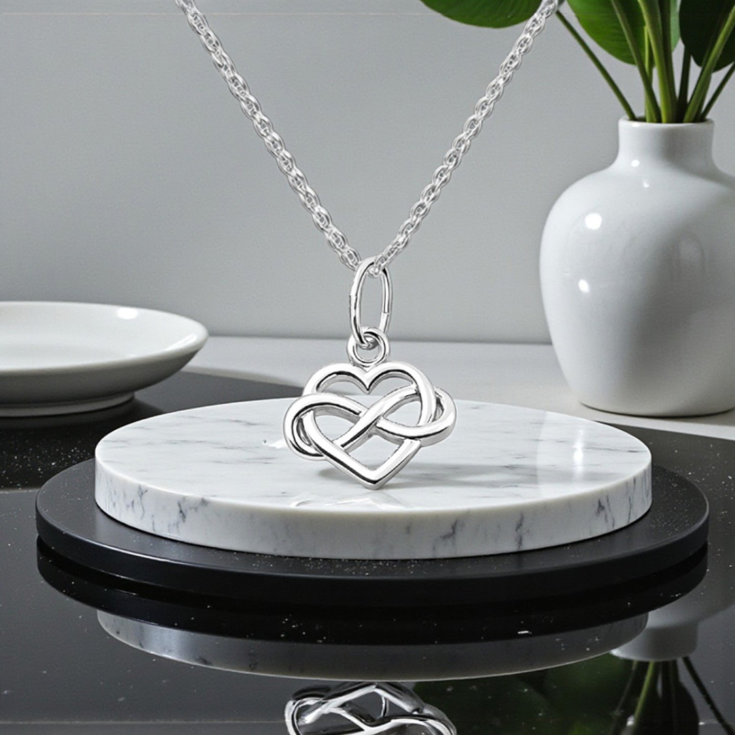 Infinity Heart Necklace and Stud Earrings Gift Set | Sterling Silver 925