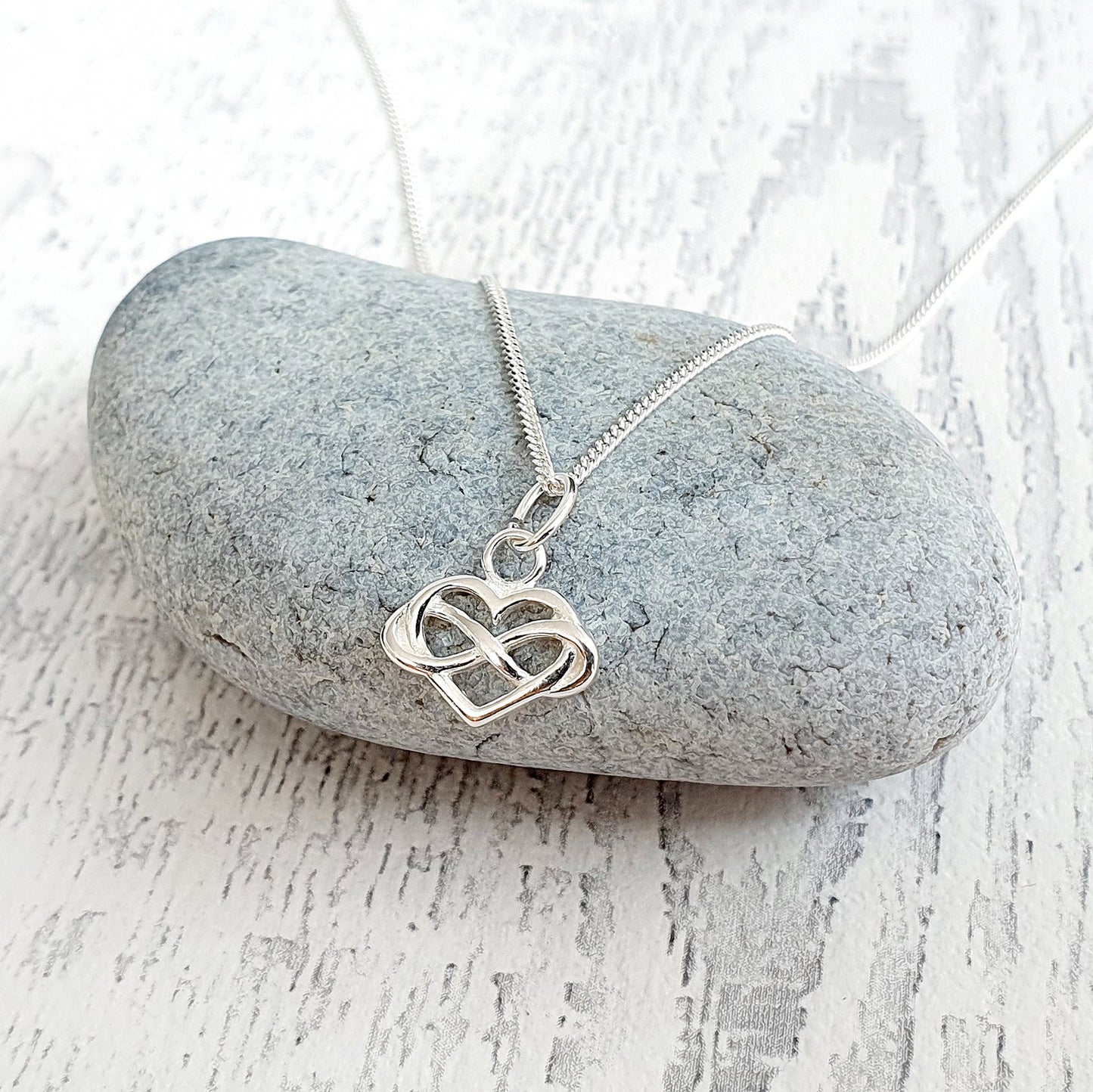 We Will Miss You Gift | Infinity Heart Necklace in Sterling Silver 925 | Personalised Jewellery