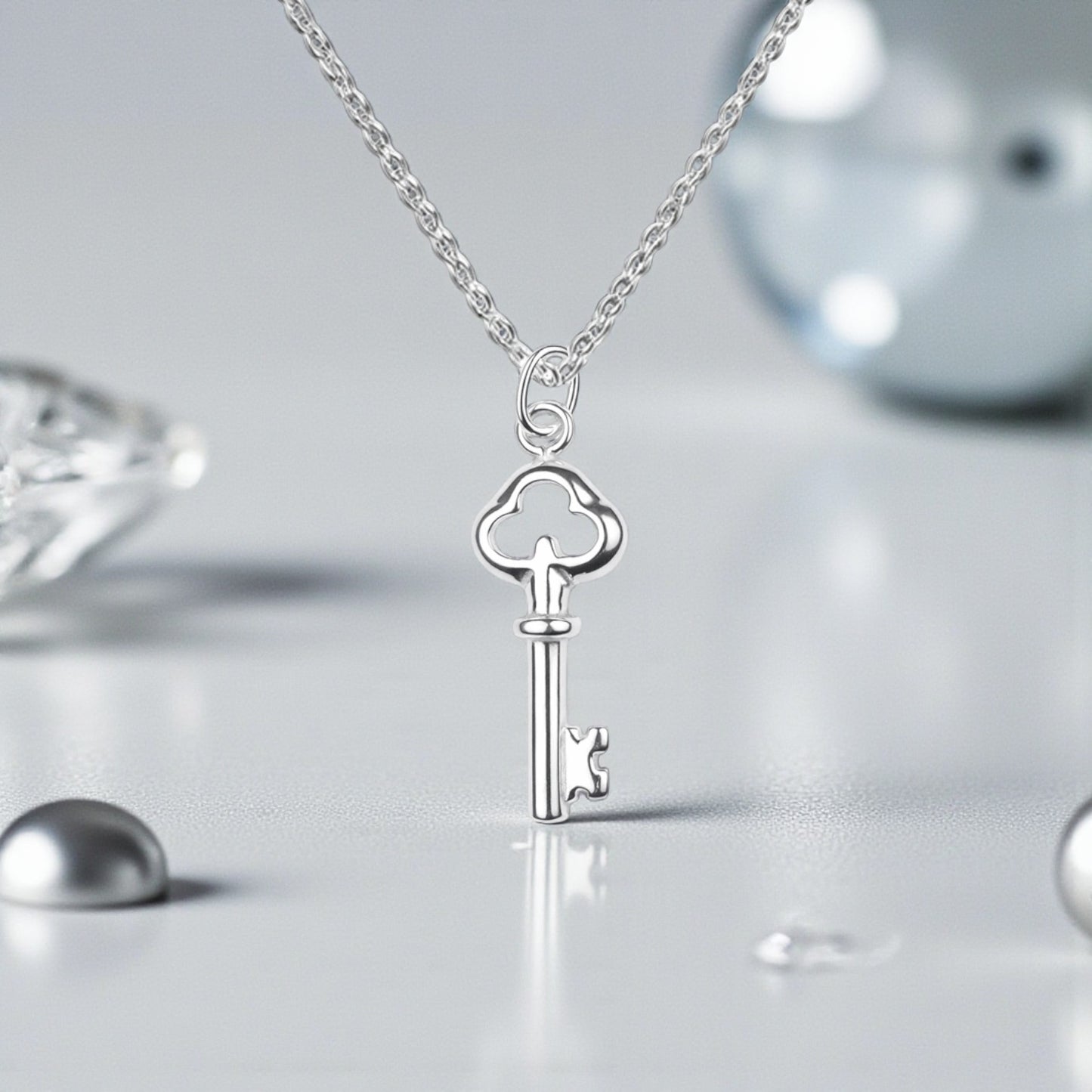 21st Birthday Key Necklace in Sterling Silver 925, Personalised Jewellery Gift