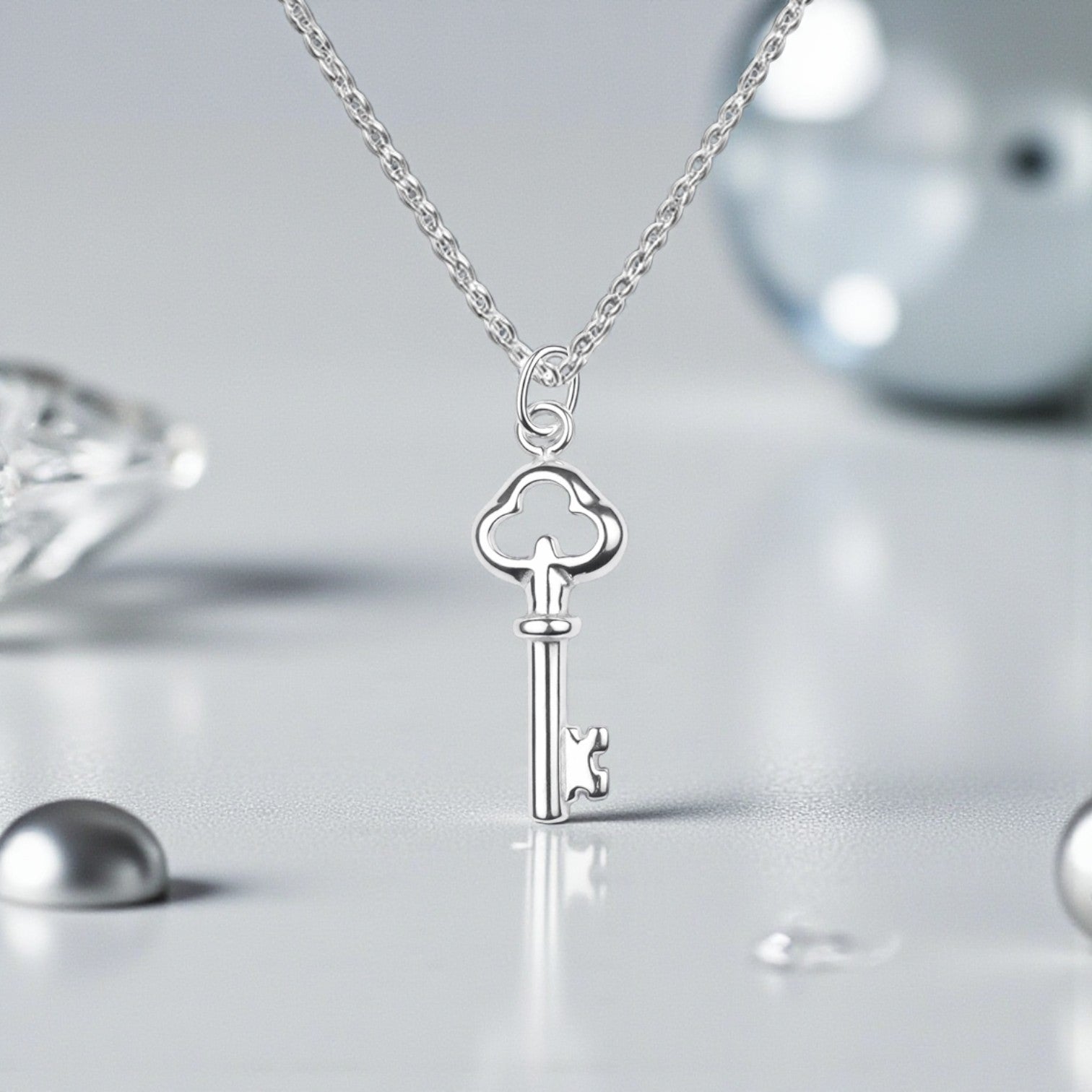 21st Birthday Key Necklace in Sterling Silver 925, Personalised Jewellery Gift
