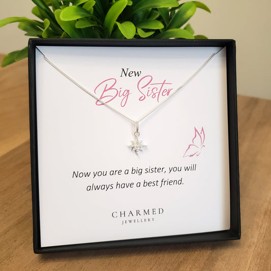 New Big Sister Gift – North Star CZ Necklace in Sterling Silver 925 | Personalised Jewellery Gift (Copy)