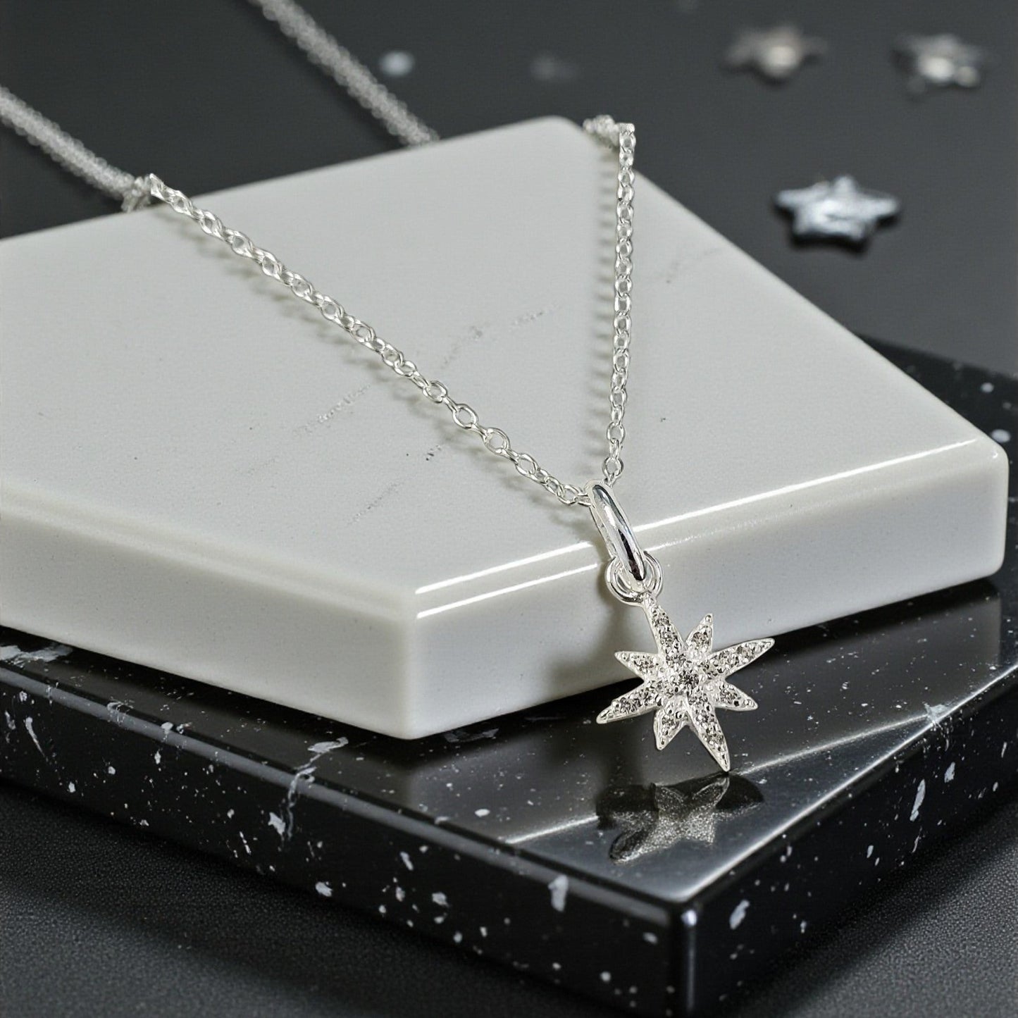 Niece Gift – North Star CZ Necklace in Sterling Silver 925 | Personalised Jewellery Gift