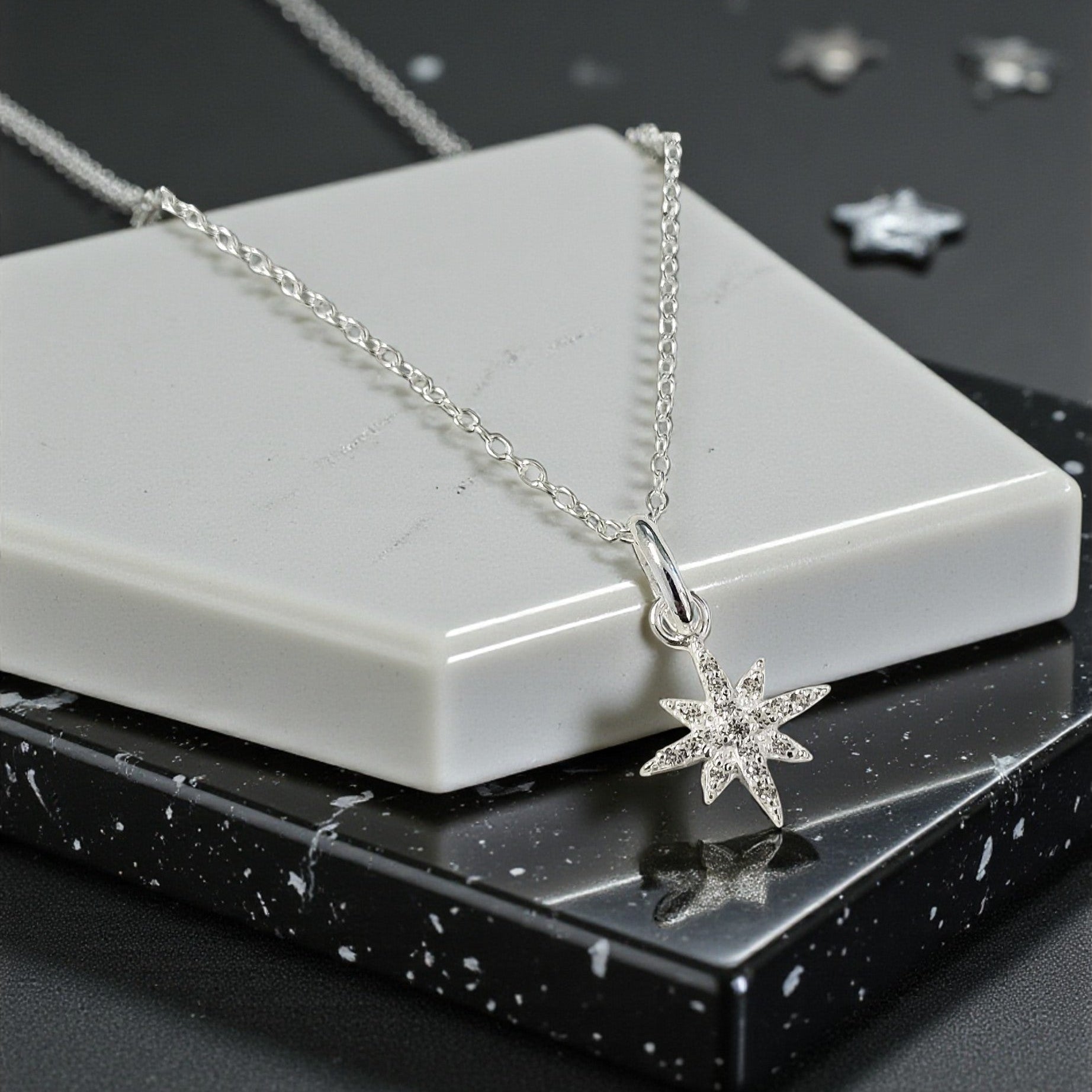 Niece Gift – North Star CZ Necklace in Sterling Silver 925 | Personalised Jewellery Gift