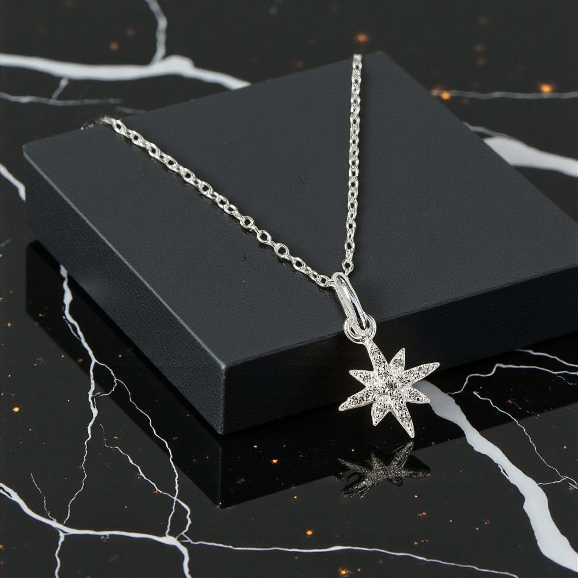 Niece Gift – North Star CZ Necklace in Sterling Silver 925 | Personalised Jewellery Gift
