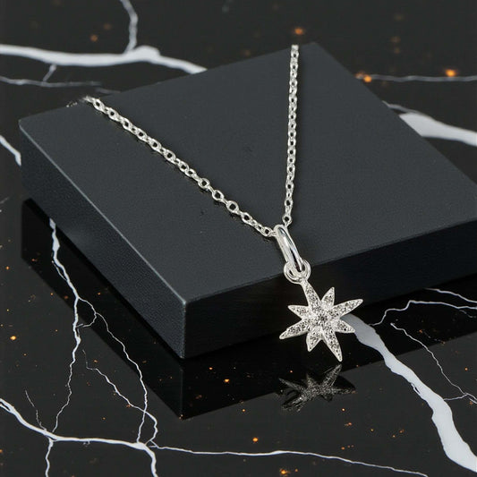 Niece Gift – North Star CZ Necklace in Sterling Silver 925 | Personalised Jewellery Gift