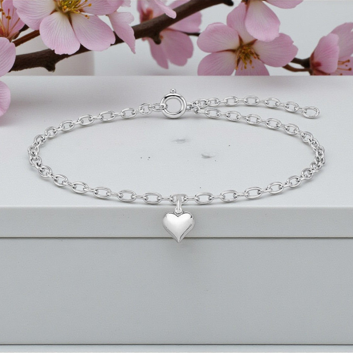 Mum Puffy Heart Bracelet | Sterling Silver 925 | Personalised Jewellery Gift