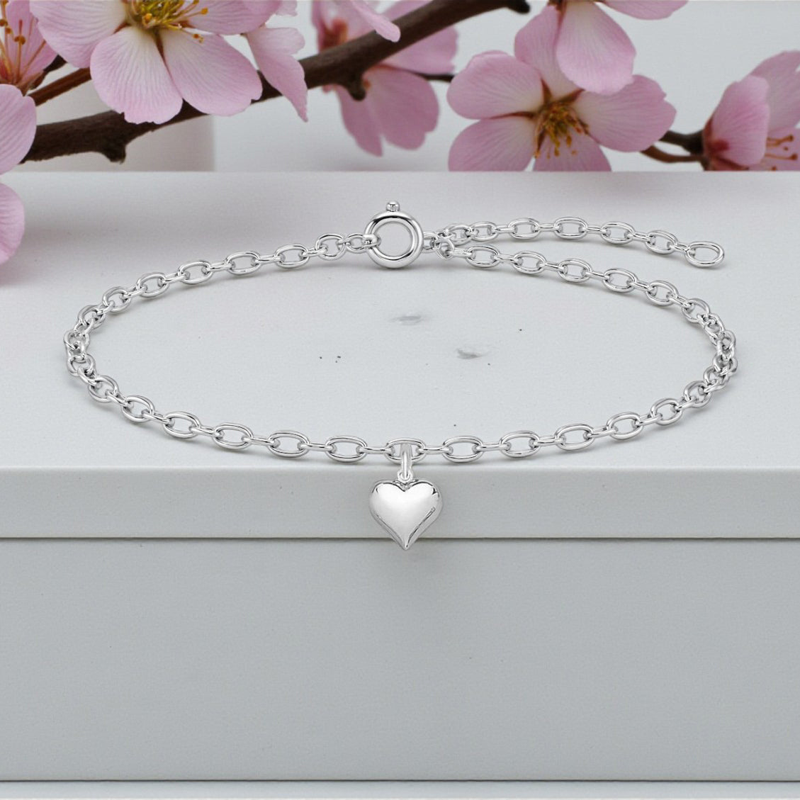 Puffy Heart Bracelet in Sterling Silver 925