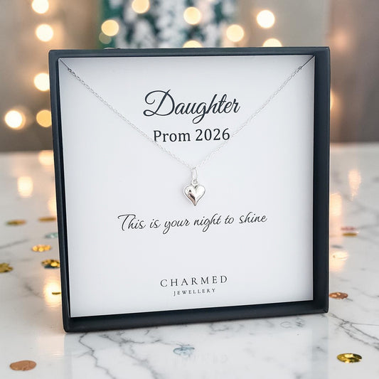 Daughter Prom Gift | Puffy Heart Necklace in Sterling Silver 925 | Personalised Jewellery Gift
