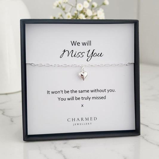 Miss You Gift | Puffy Heart Bracelet in 925 Sterling Silver | Personalised Jewellery Gift