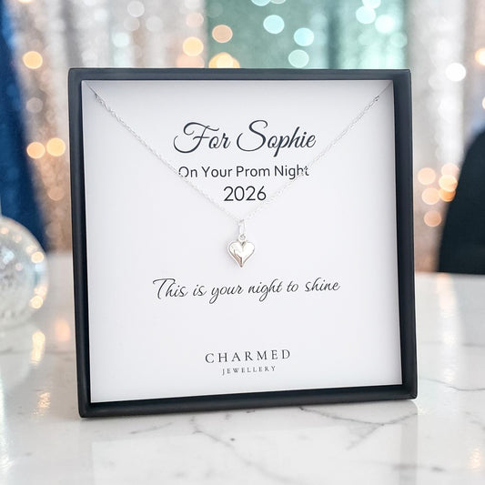 Prom Gift | Puffy Heart Necklace in Sterling Silver 925 | Personalised Jewellery