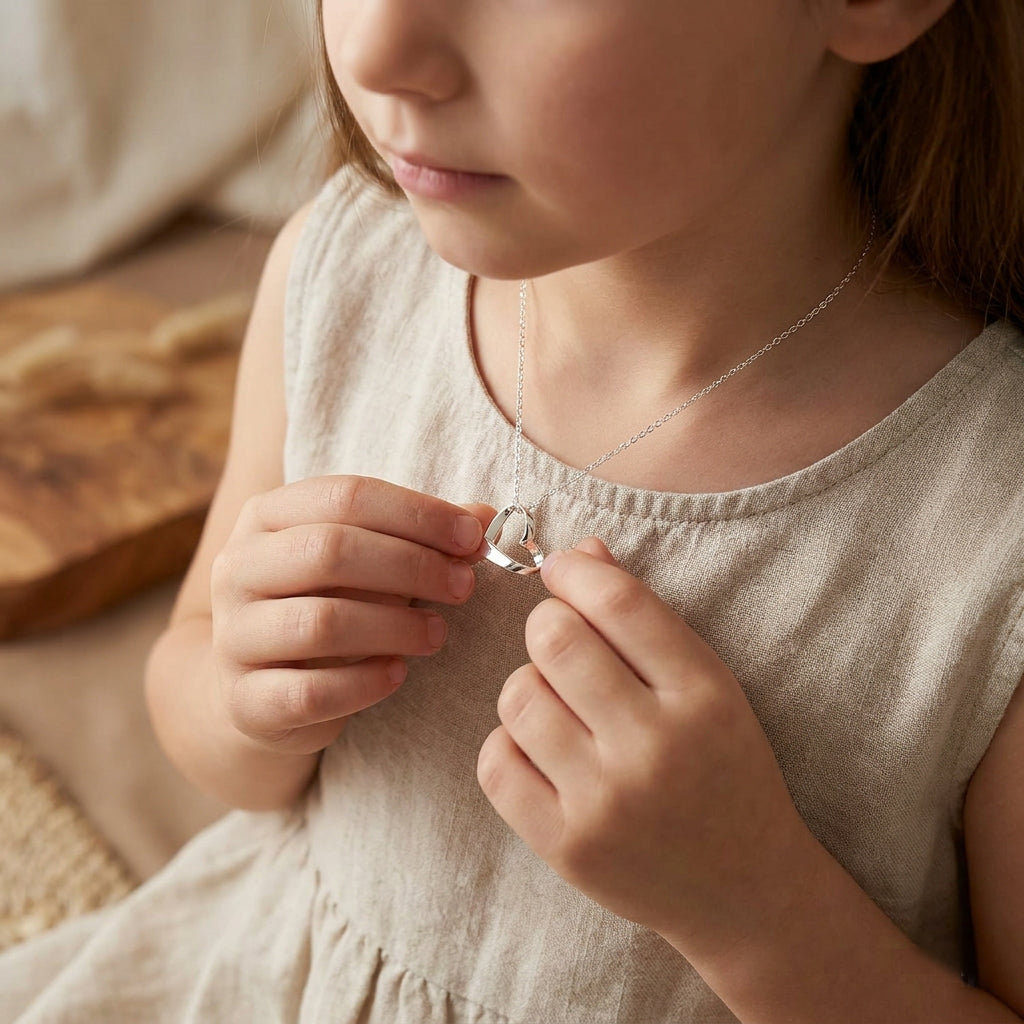 Granddaughter Gift Ribbon Heart Necklace in Sterling Silver 925 | Personalised Jewellery Gift
