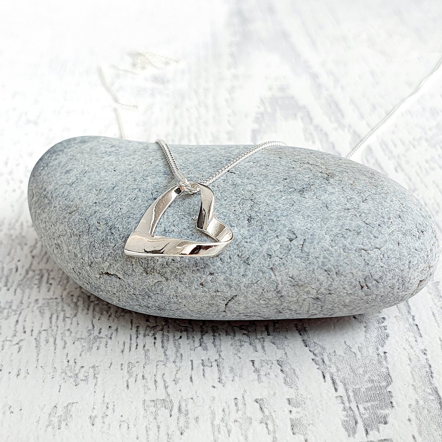 Godmother Ribbon Heart Necklace in Sterling Silver 925 | Personalised Jewellery Gift
