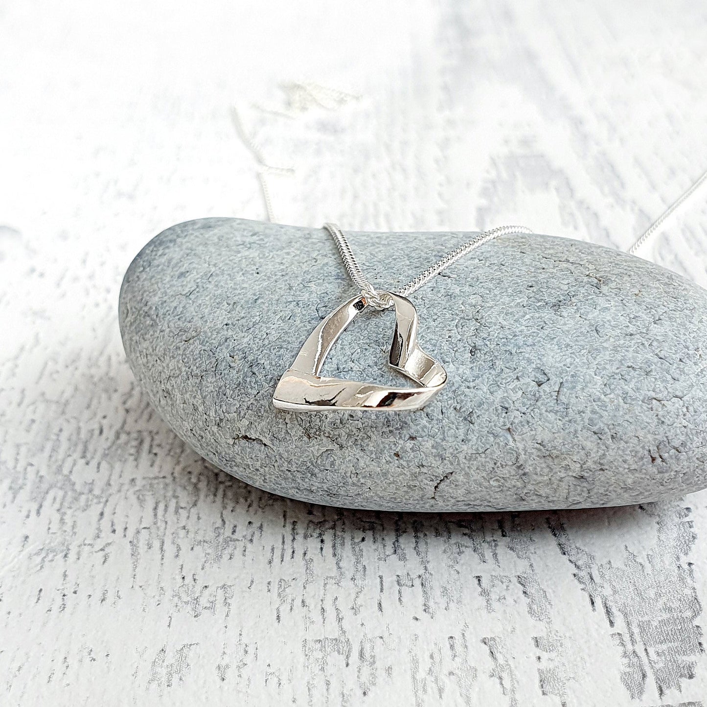 Retirement Gift – Sterling Silver 925 Ribbon Heart Necklace | Personalised Jewellery