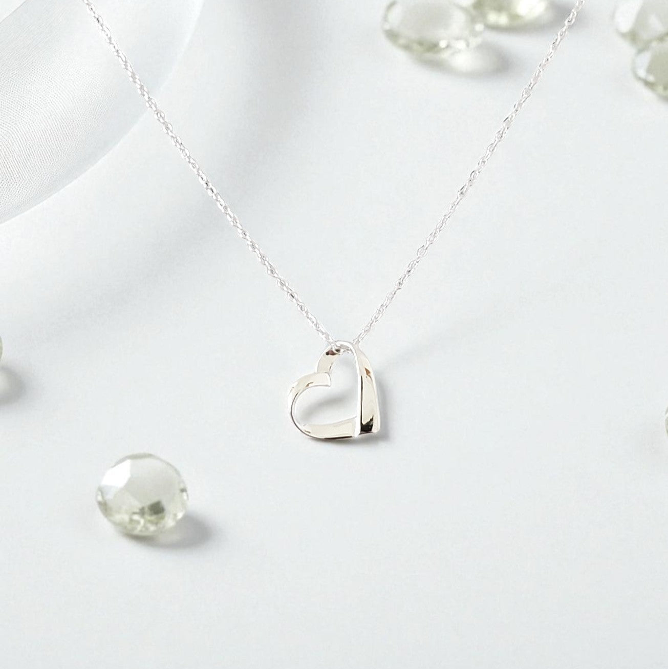 Niece Gift Ribbon Heart Necklace in Sterling Silver 925 | Personalised Jewellery Gift