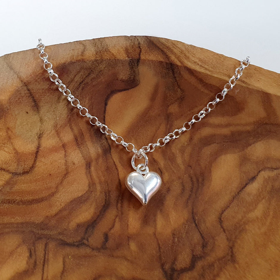 Bridesmaid Puffy Heart Bracelet in Sterling Silver 925, Personalised Jewellery Gift