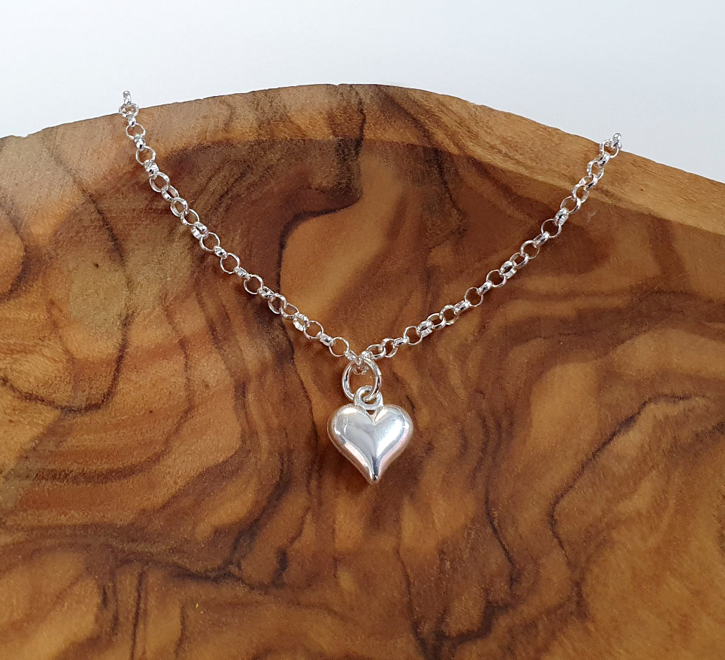 Cousin Puffy Heart Bracelet in Sterling Silver 925, Personalised Jewellery Gift