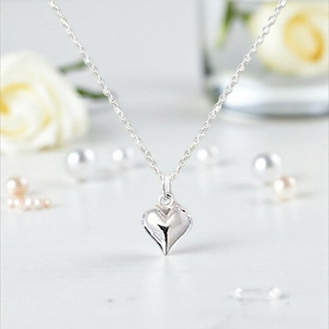 Best Friend Puffy Heart Necklace in Sterling Silver 925 | Personalised Jewellery Gift