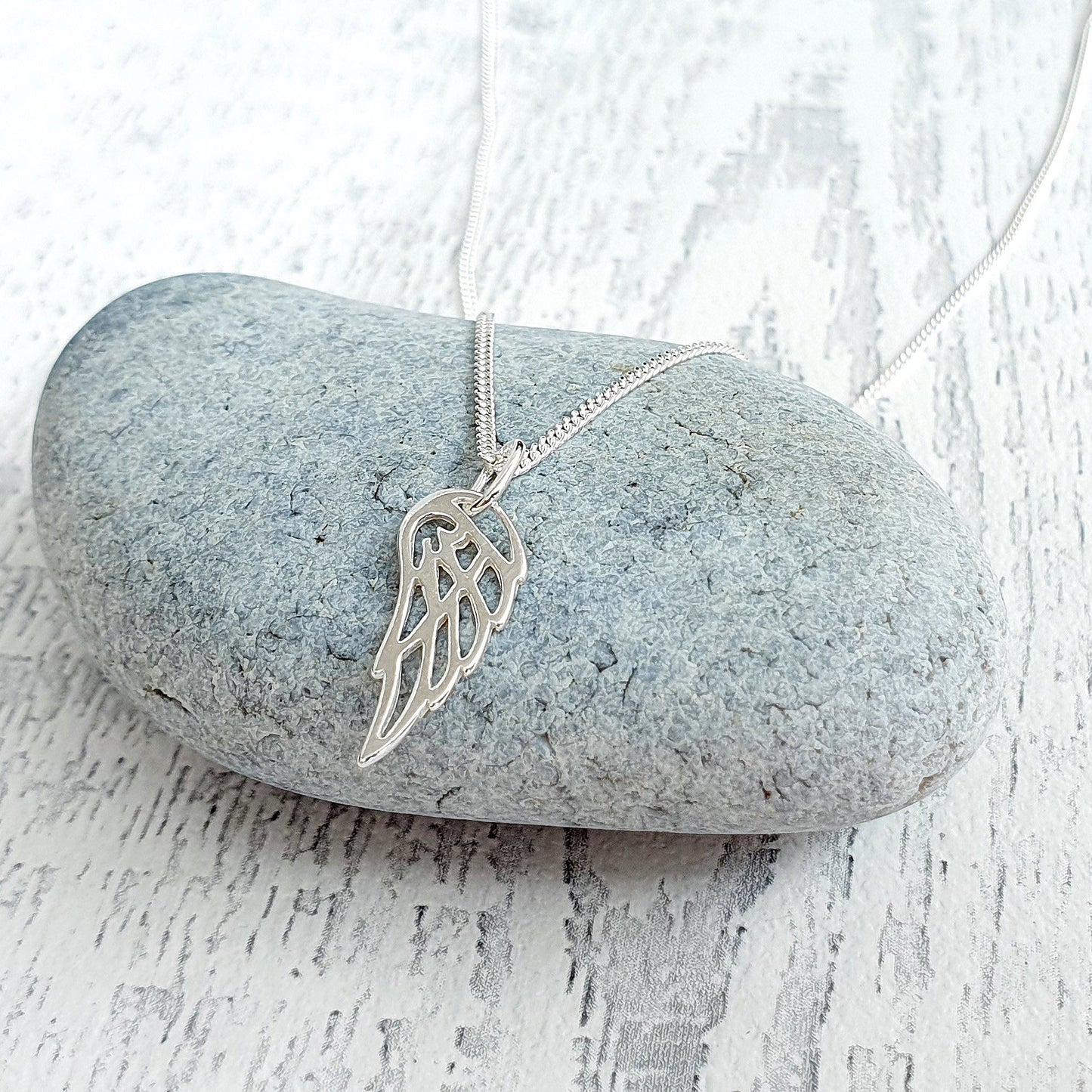 21st Birthday Gift | Angel Wing Necklace in Sterling Silver 925 | Personalised Jewellery
