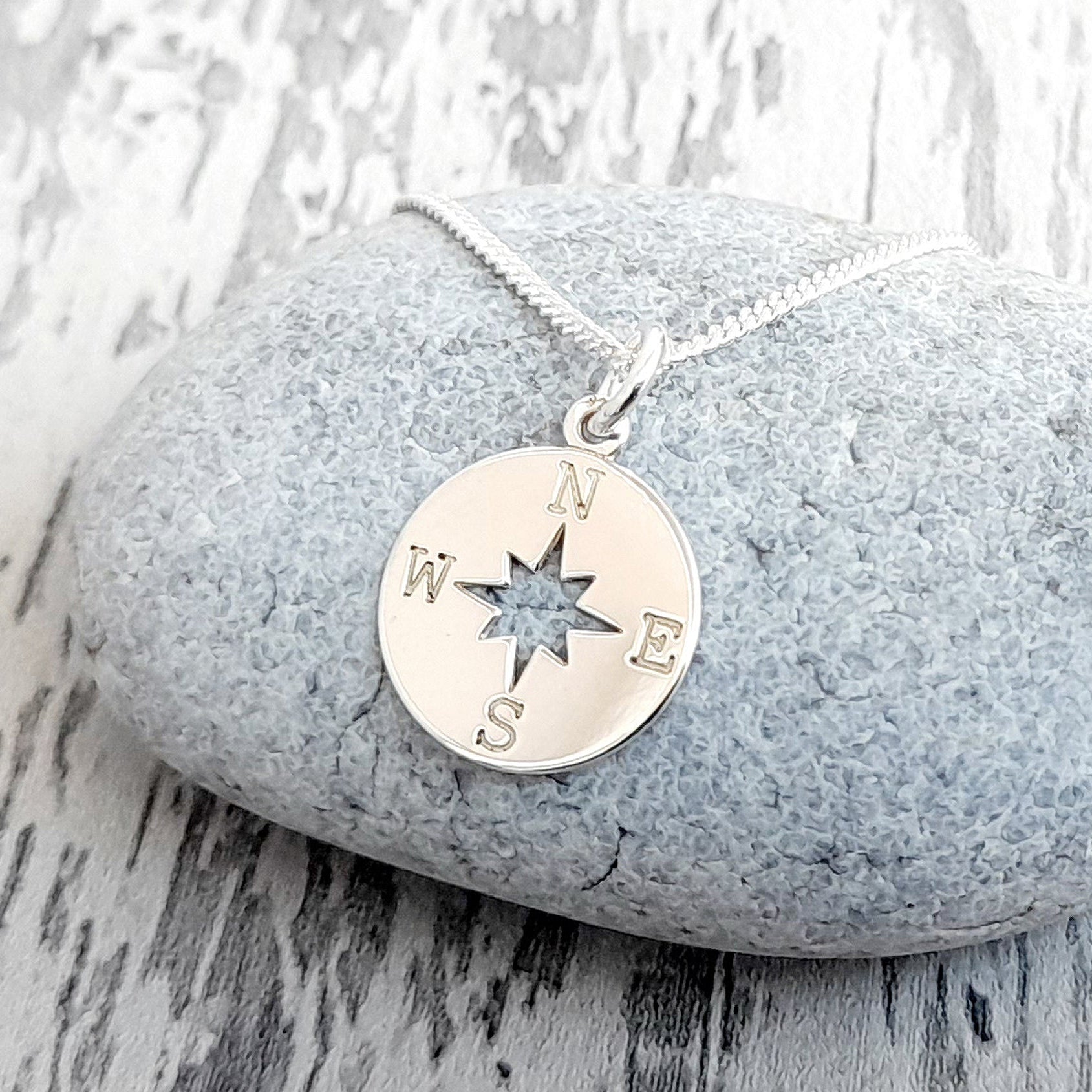 Compass Necklace in Sterling Silver 925