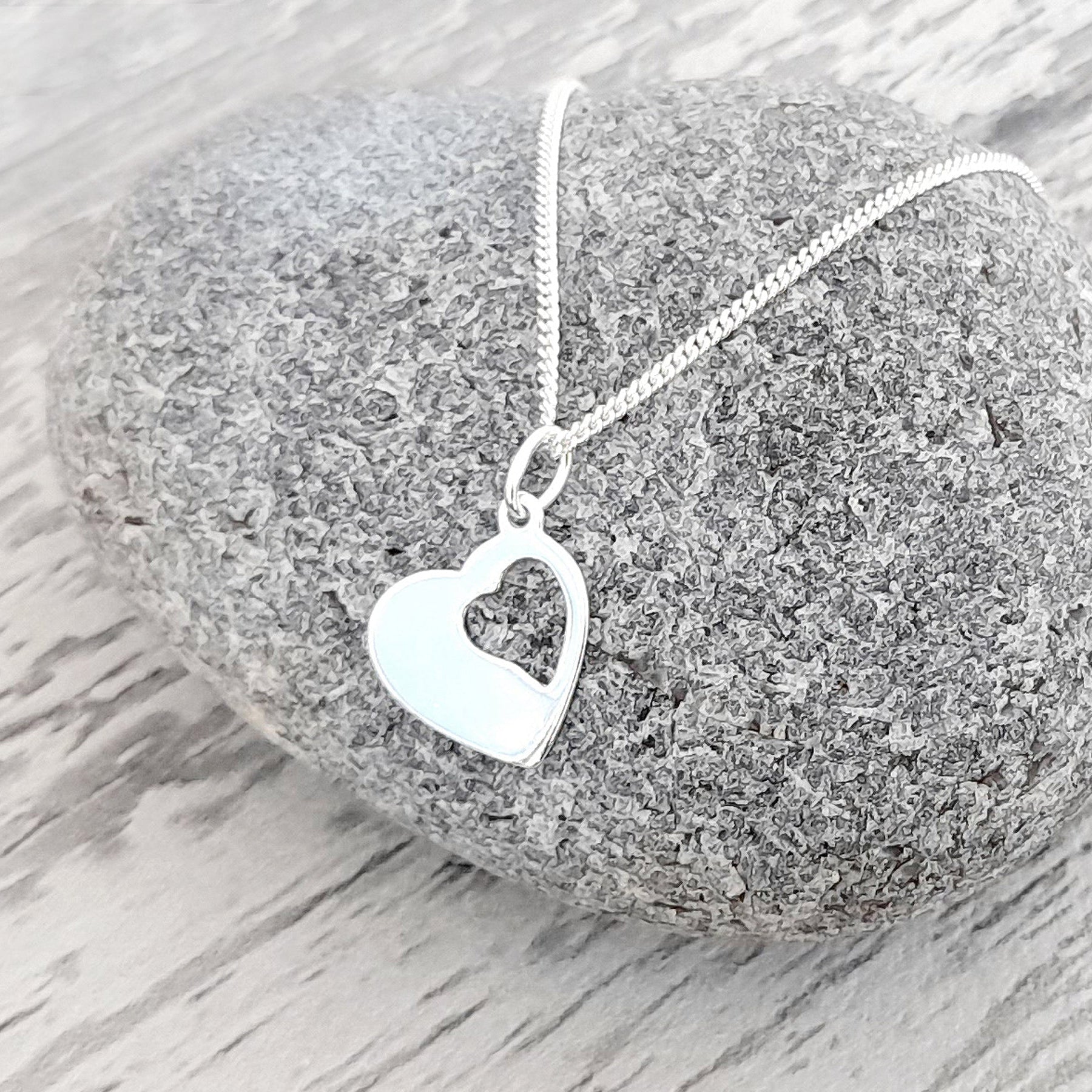 Granddaughter Cut Out Heart Necklace in Sterling Silver 925 | Personalised Jewellery Gift