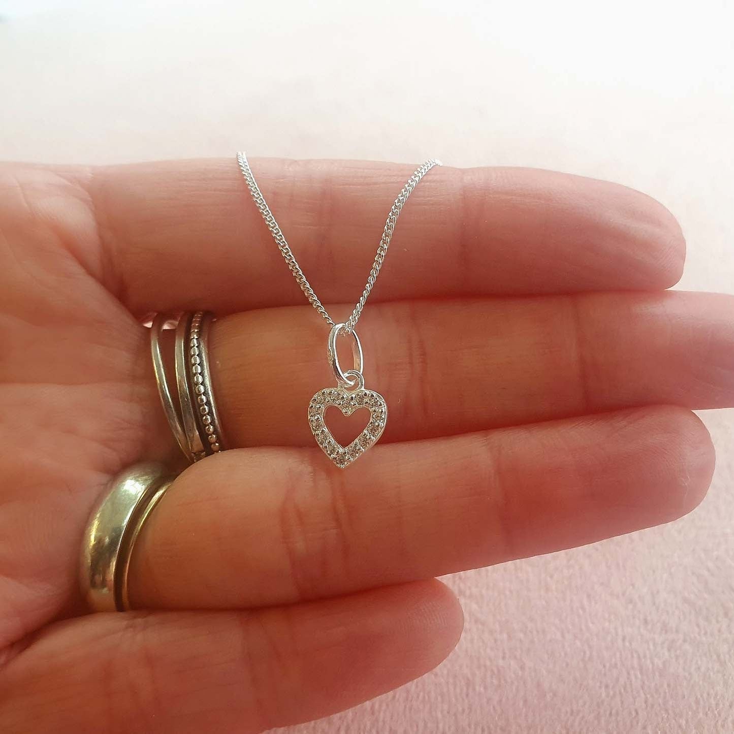 Granddaughter Heart Necklace with Cubic Zirconia in Sterling Silver 925 | Personalised Jewellery Gift