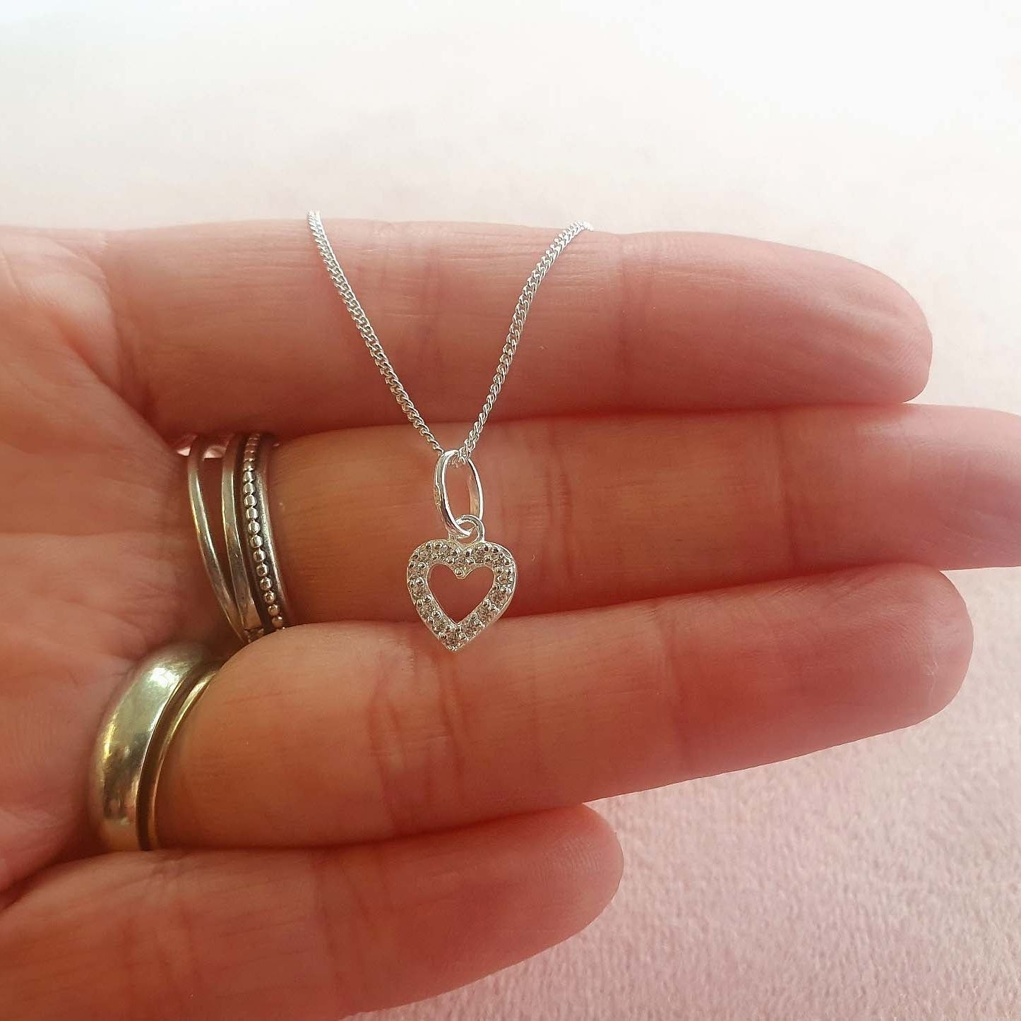 Granddaughter CZ Heart Necklace in Sterling Silver 925 | Personalised Jewellery Gift