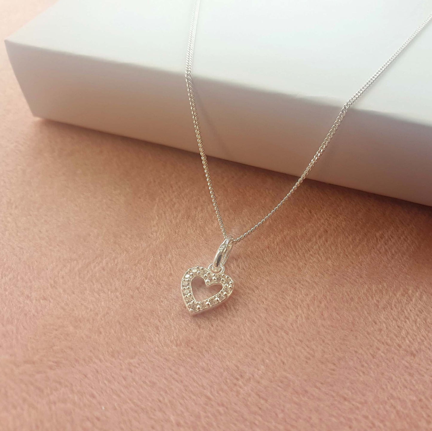 Granddaughter Heart Necklace with Cubic Zirconia in Sterling Silver 925 | Personalised Jewellery Gift