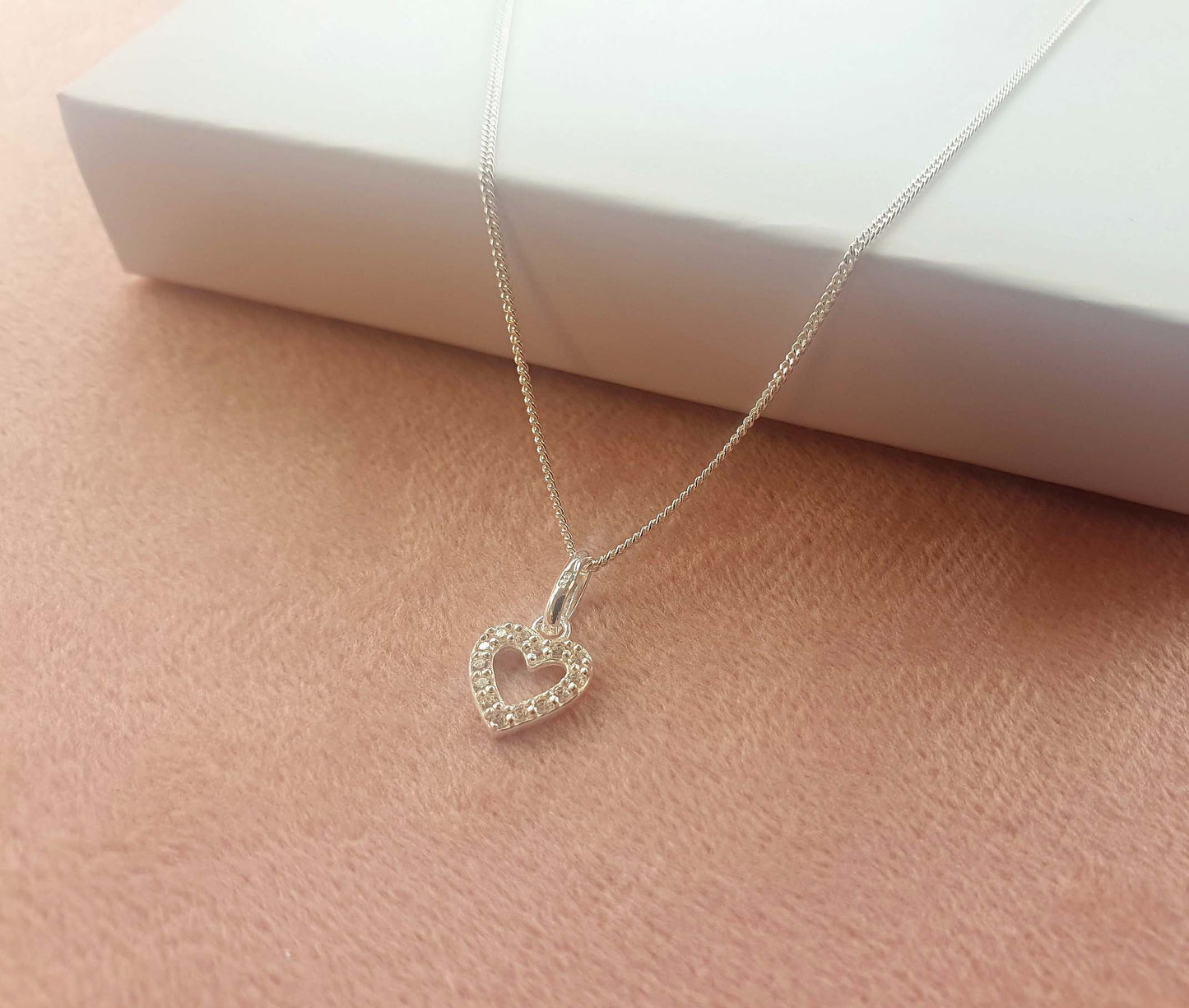 Auntie Heart Necklace with Cubic Zirconia in Sterling Silver 925, Personalised Jewellery Gift