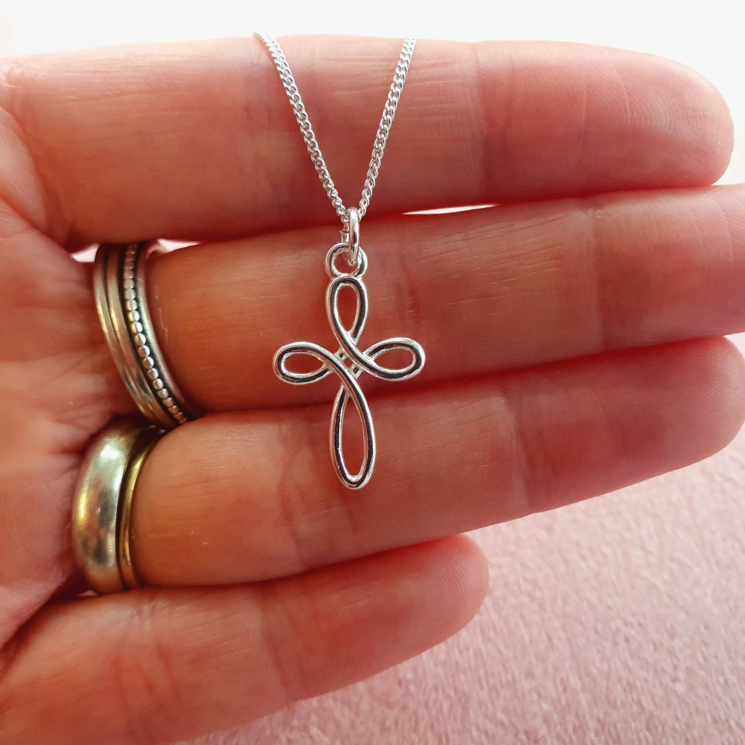 Eternity Cross Necklace Sterling Silver 925, Personalised Jewellery