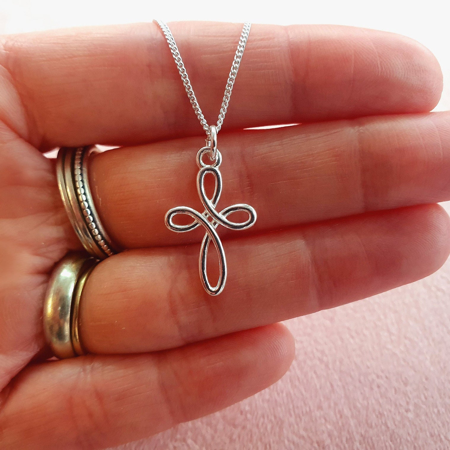 Christening Eternity Cross Necklace in Sterling Silver 925 | Personalised Jewellery Gift