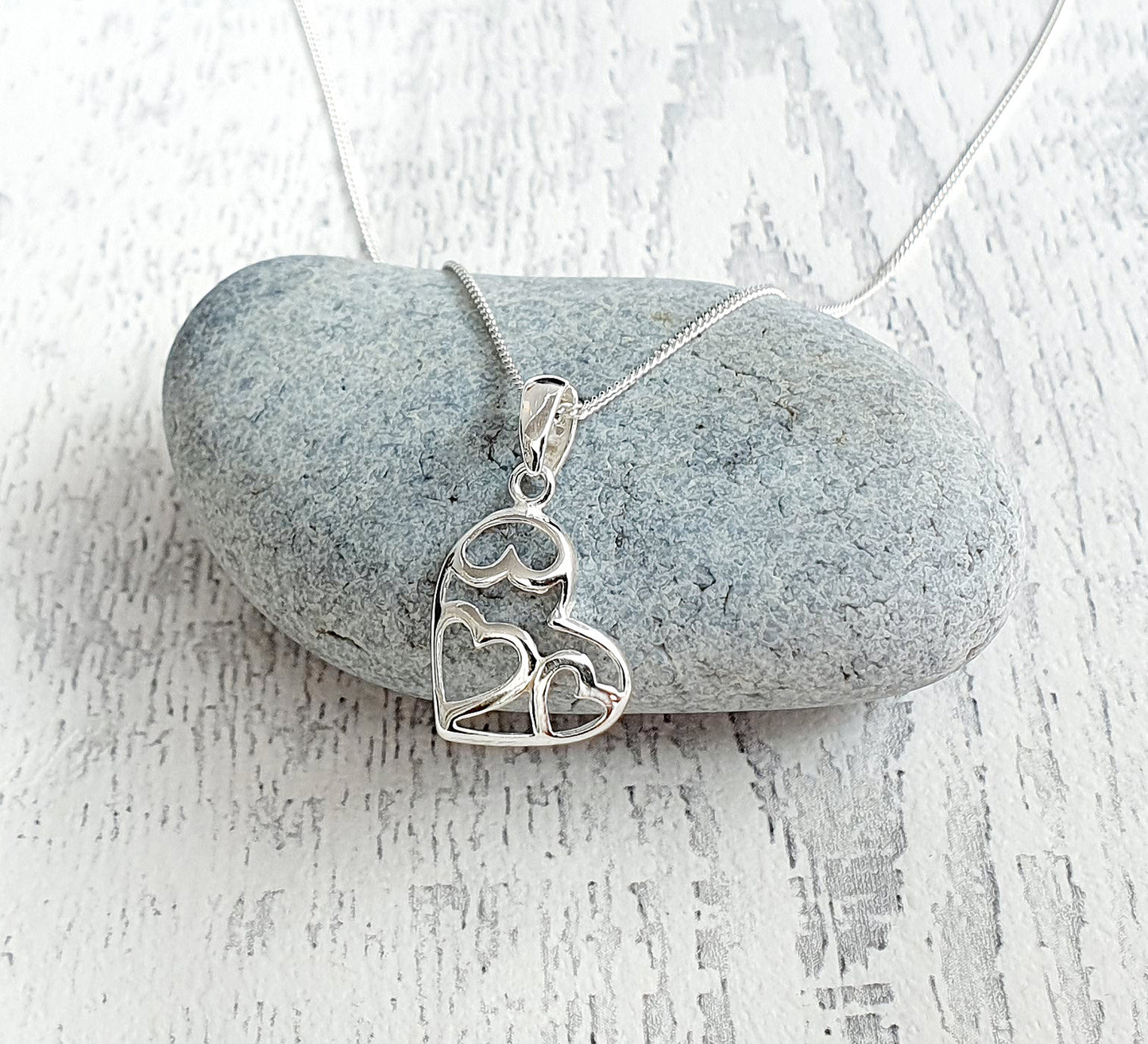 Big Sister Fancy Heart Necklace in Sterling Silver 925, Personalised Jewellery Gift