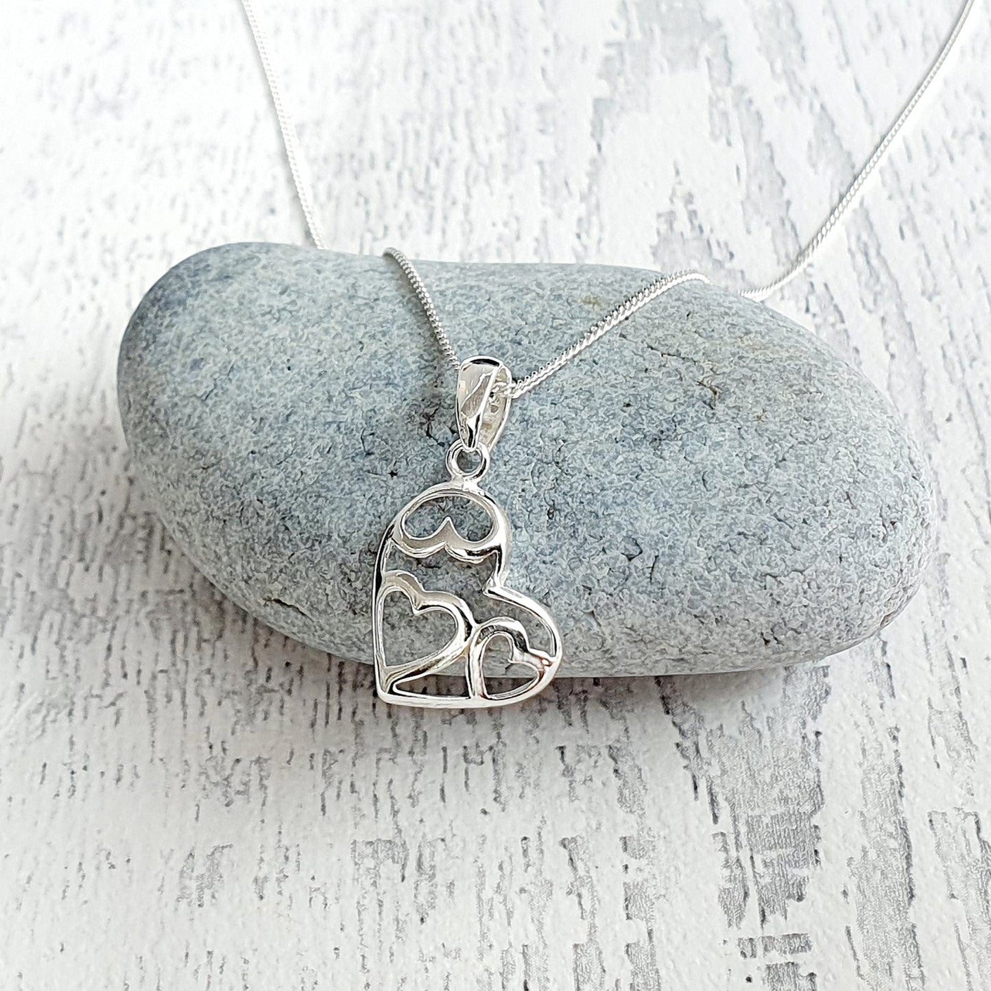 Sister-in-Law Fancy Heart Necklace in Sterling Silver 925 | Personalised Jewellery Gift