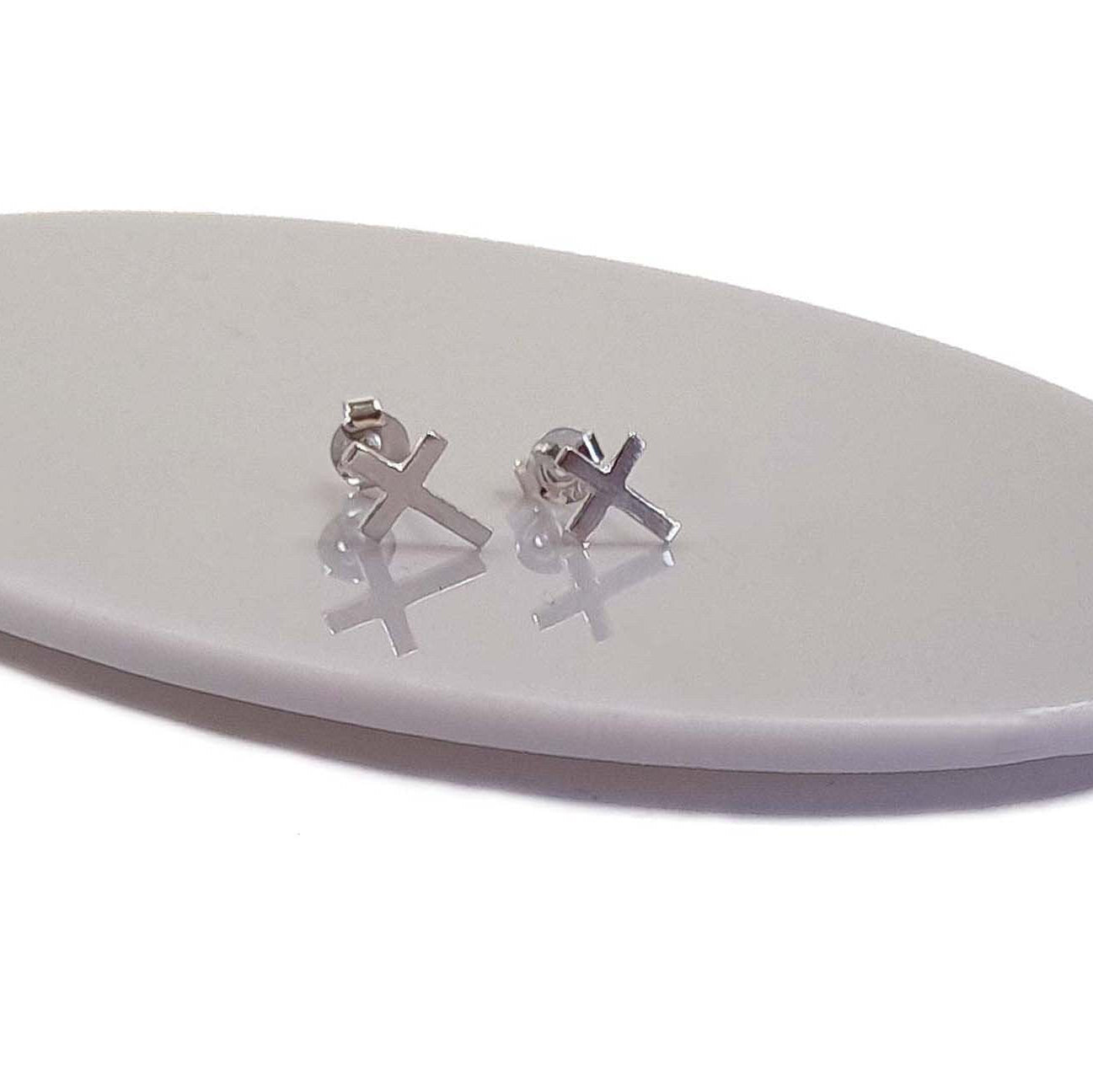 Cross 925 Sterling Silver Necklace & Stud Earrings Gift Set -  Includes a Personalised Gift Message